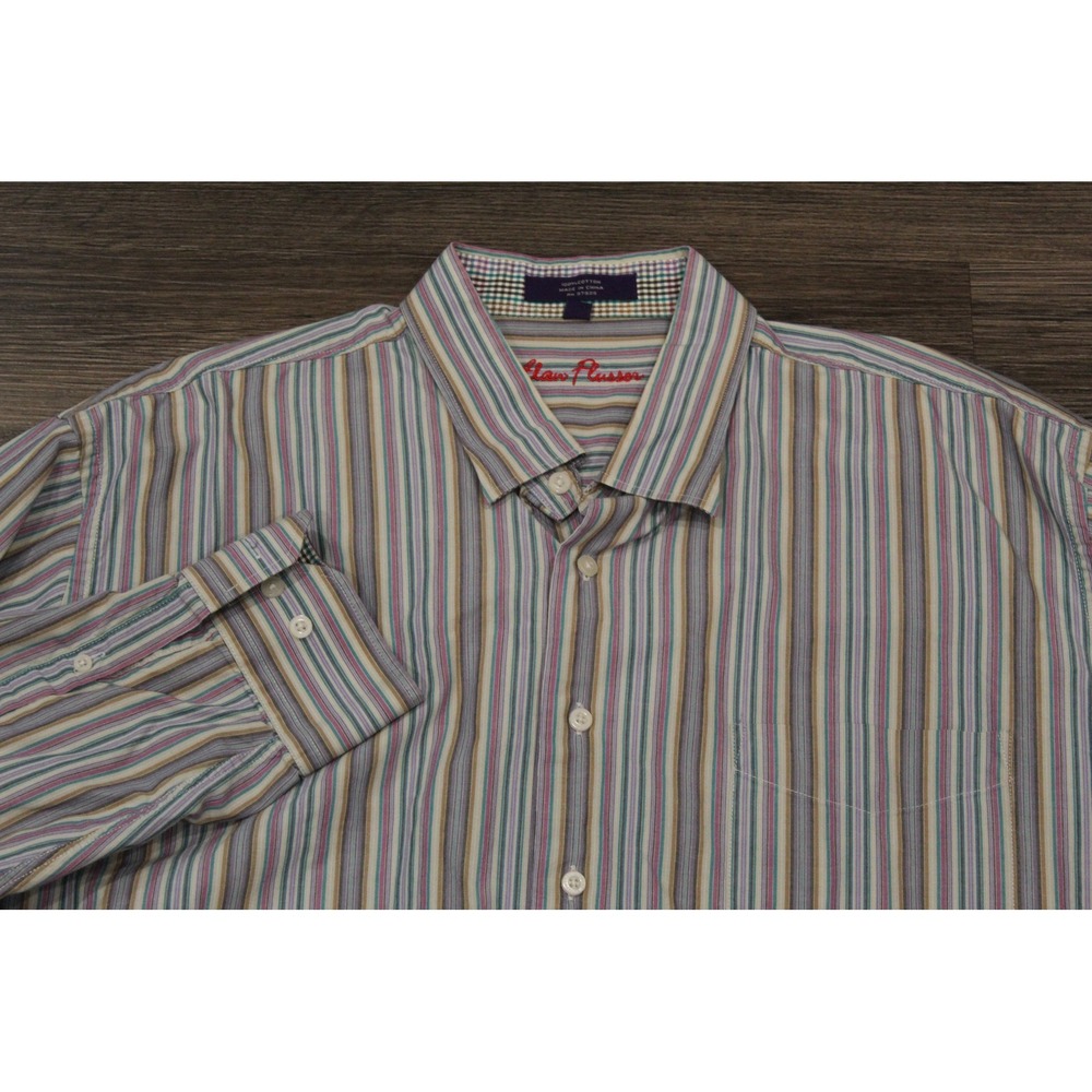 Alan Flusser XXL Striped Button Down‎ Long Sleeve Shirt